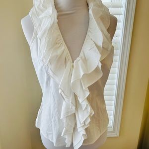 Absolutely gorgeous ruffled sleeveless white blouse